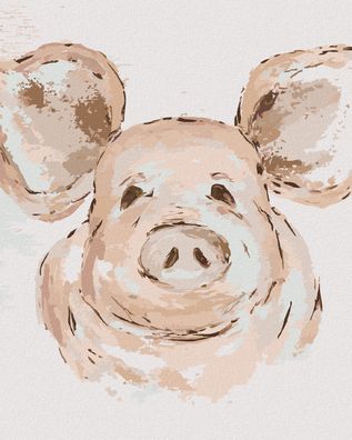 Zuty - Malen nach Zahlen - ROSA Schwein (HALEY BUSH), 40x50 cm