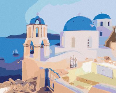 Zuty - Malen nach Zahlen - Santorini, Griechenland (TED DAVIS), 40x50 cm