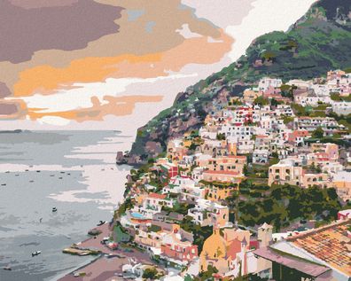 Zuty - Malen nach Zahlen - Positano, Italien (TED DAVIS), 40x50 cm