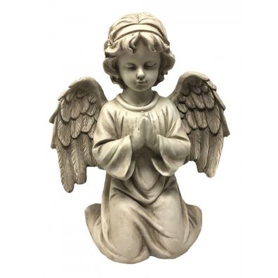 Gartenfigur Dekofigur - Engel knieend, betend, beige - Schutzengel Figur In-/ Outdoor