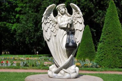 Gartenfigur Dekofigur - Engel mit Solarlaterne - Schutzengel Figur In-/ Outdoor