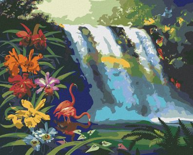 Zuty - Malen nach Zahlen - Flamingo AM Wasserfall (D. RUSTY RUST), 40x50 cm