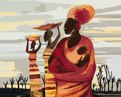 Zuty - Malen nach Zahlen - Afrikanische FRAUEN MIT KIND, 40x50 cm