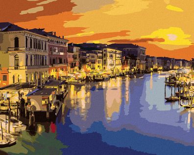 Zuty - Malen nach Zahlen - CANAL GRANDE IN EINER Sommernacht IN Venedig, 40x50 cm