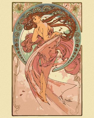 Zuty - Malen nach Zahlen - DER TANZ (ALPHONSE MUCHA), 40x50 cm