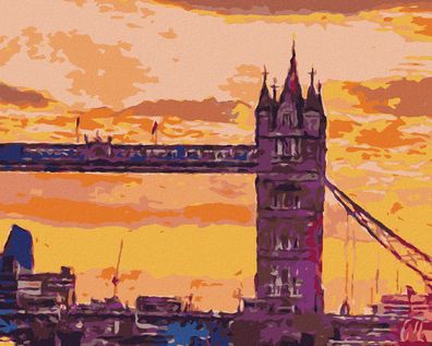 Zuty - Malen nach Zahlen - Londoner TOWER BRIDGE BEI Sonnenuntergang, 40x50 cm