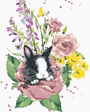 Zuty - Malen nach Zahlen - Kaninchen Zwischen Sommerblumen, 40x50 cm