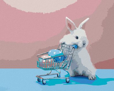Zuty - Malen nach Zahlen - Kaninchen UND Einkaufswagen, 40x50 cm