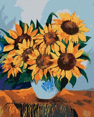 Zuty - Malen nach Zahlen - Sonnenblumen AUF EINEM Tischtuch, 40x50 cm