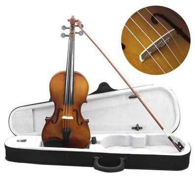 Geige voller Größe Vintage mit Fall Kolophonium Bogen Saiten Schüler Anfänger