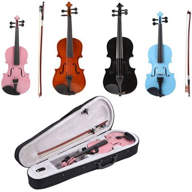 Handgemachte Violine Glanz mehrfarbige Geige mit Fallbogen Kolophonium