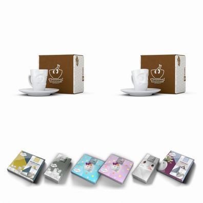 Fiftyeight Espressotassen Set 2-tlg. + Servietten Nr 003 weiß Mokkatassen