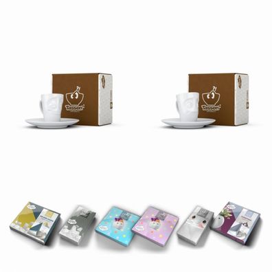 Fiftyeight Espressotassen Set 2-tlg. + Servietten Nr 002 weiß Mokkatassen
