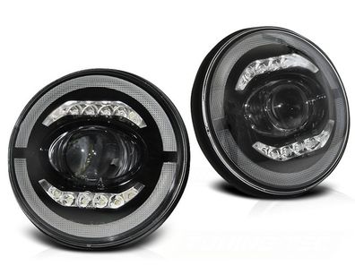 Scheinwerfer Chrysler JEEP Wrangler TJ/ LJ/ JK 96-18 - ANGEL EYES LED Schwarz