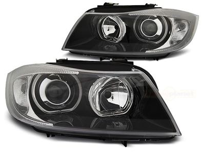 Scheinwerfer Dual Halo Felgen BMW E90/ E91 03 05-11 LED ANGEL EYES Schwarz