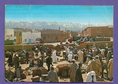 Postkarte Marokko Midelt Markt und Hoher Atlas gelaufen nach Schrozberg