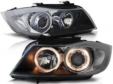 Scheinwerfer BMW E90/ E91 03 05-08 08 Dual Halo Felgen Angel Eyes schwarz