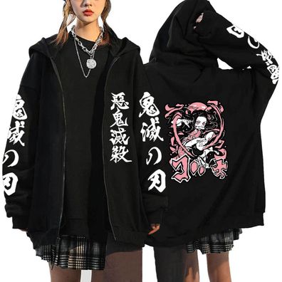 Unisex Anime Demon Slayer Verdickt Warmer Kapuze Zipper Hoody Teenager Coat