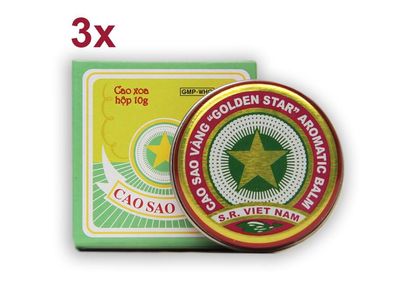 Vietnamesische Balsam 3 x 10 g Golden Star Balm Erkältung Kopfschmerzen