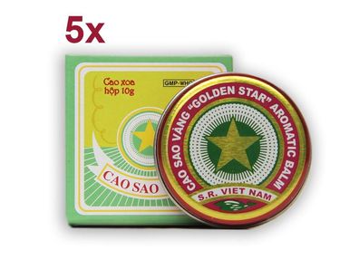 Vietnamesische Balsam 5 x 10 g Golden Star Balm Erkältung Kopfschmerzen