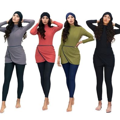 Muslimische Frauen Badebekleidung bescheidene Patchwork Hijab lange Ärmel Sport