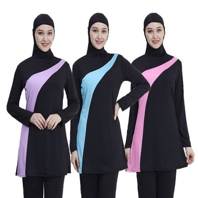 Langarm Muslim Badeanzug, Frauen Muslim Badebekleidung Nylon Burkini Schwimmen