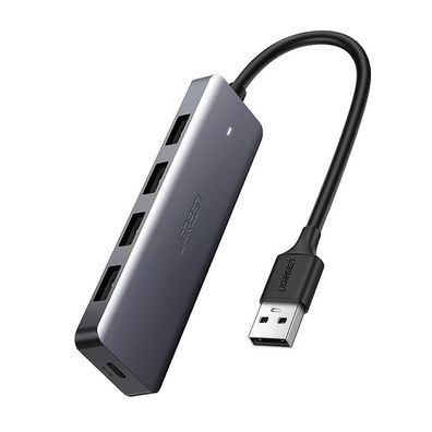 Ugreen USB HUB Splitter - 4x USB 3.2 Gen 1 mit Micro USB Stromanschluss Grau