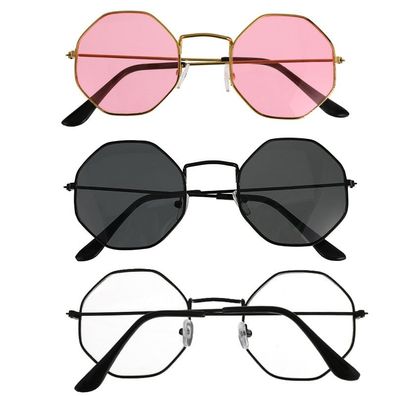 Hochwertige Unisex-Retro-Polygon-Sonnenbrille, weibliche Metallrahmenbrille