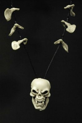 Kette mit Totenkopf Knochen Steinzeit Wilder Knochenkette Halloween Fasching