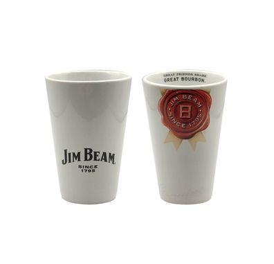Jim Beam einzelner Tasse Becher Glas 3x Stücke Vorderseite / Rückseite
