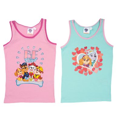 Paw Patrol Unterhemd für Mädchen Kinder Tank Top Hemdchen Rosa/ Türkis (2er Pack)