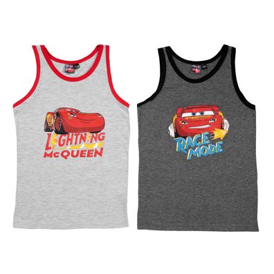 Disney Cars Unterhemd für Jungen Kinder Tank Top Hemdchen Grau (2er Pack)