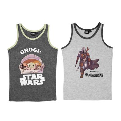Star Wars - The Mandalorian Unterhemd für Jungen Kinder Top Grau (2er Pack)