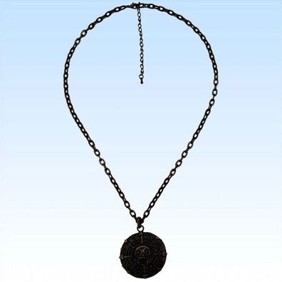 Halskette mit Totenkopf Anhänger Medaillon Kette Medallion Anhänger Schmuck
