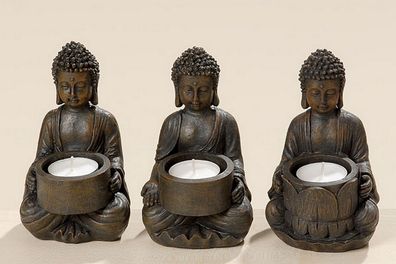 Teelichthalter Buddha 3er-Set