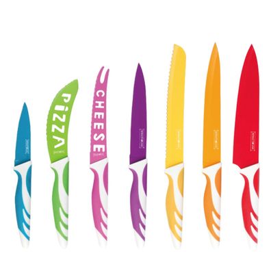 Royalty Line 7-Teiliges mehrfarbiges ergonomische Messerset mit rutschfeste Griffe