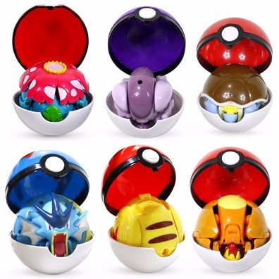 Taschenmonster Pikachu Actionfigur, Pokemon Spiel Poke Ball sammeln Spielzeug für