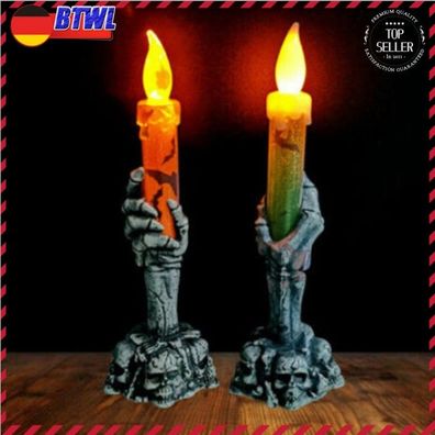 2X Halloween Skelett Hand Led Lampe Kerze Flamme Licht Party Dekoration