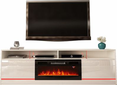TV-Lowboard LED-Flammenbeleuchtung mit Elektrokamin TV-Schrank 200 cm