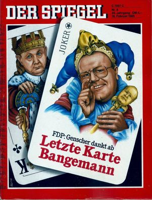 Der Spiegel Nr. 8 / 1985 FDP: Genscher dankt ab - Letzte Karte Bangemann
