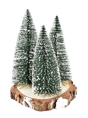 3er Tanne auf Holzscheibe | Echtholz Kunsttanne | Winter Weihachten | 20 cm