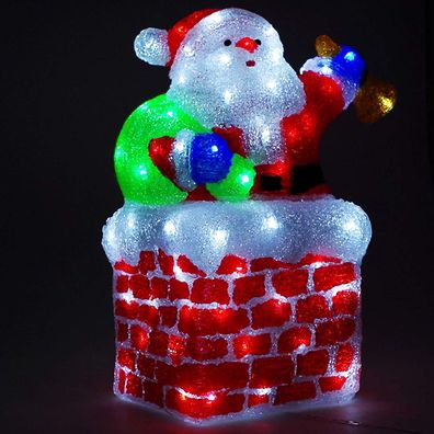 LED Santa Claus Figur Weihnachstmann Acryl 96 LEDs IP 44 für innen und außen