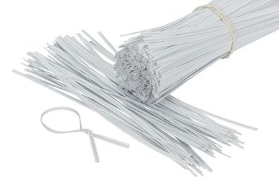 500 Stück Twist Ties, Bindestreifen, Bindedraht, Kabelbinder 12cm weiss