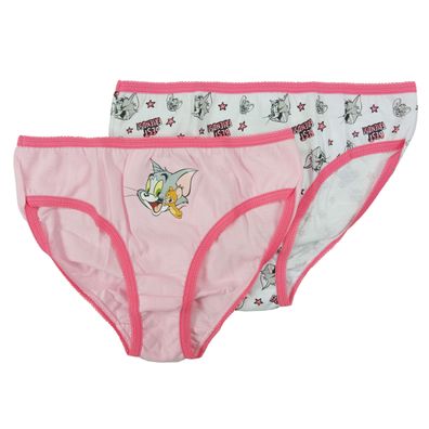 Tom & Jerry Panty Mädchen Kinder Slip Unterhose Unterwäsche Rosa Weiß (2er Pack)