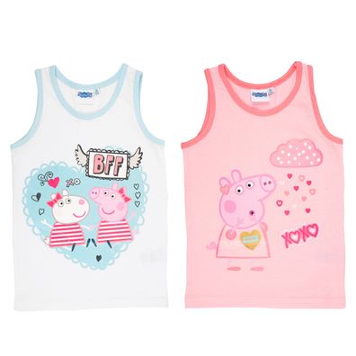 Peppa Wutz Unterhemd für Mädchen Kinder Top Hemdchen Mehrfarbig Bunt (2er Pack)