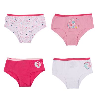 Peppa Wutz Panty für Mädchen Kinder Slip Unterhose Unterwäsche Rosa/ Weiß 4 Stück