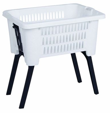 Wäschekorb mit Füßen 60 x 40 cm - weiß - Kunststoff Stand Wäschebox Korb