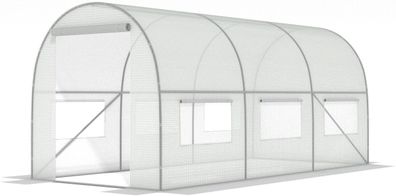 Gewächshaus 3x2x2 Meter - weiß - mit 6 Moskitonetzfenstern - 6m2
