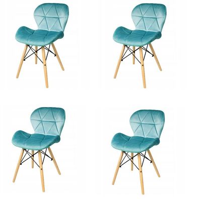 Esszimmerstühle 4er Set Samt türkis im skandinavischen Design