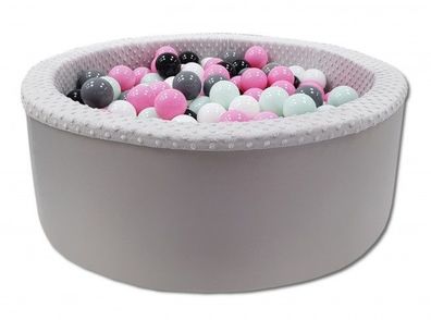 Bällebad mit 200 Bällen - Rosa, Weiß, Grau & Schwarz - 90 cm Durchmesser - Grau